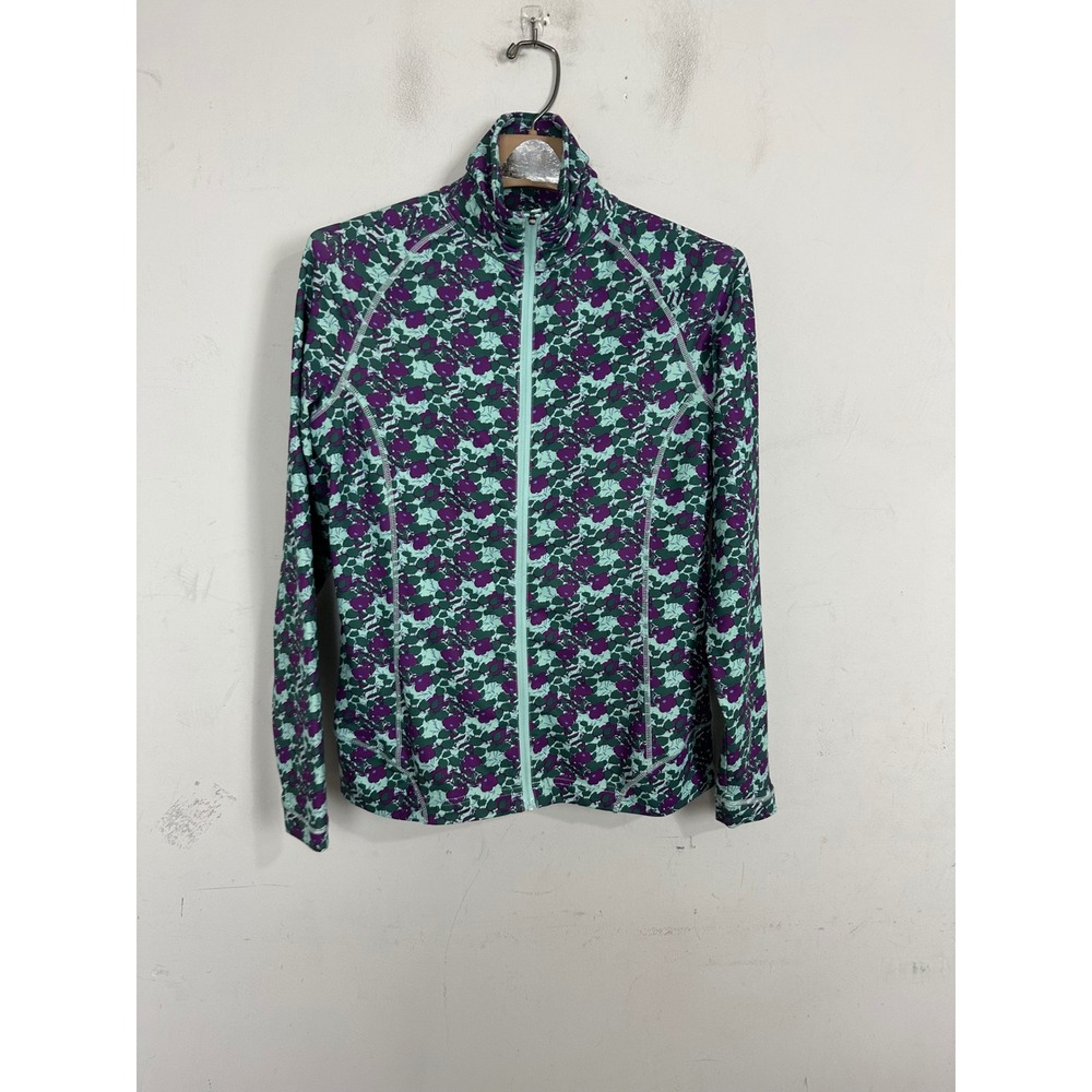 Peter Millar Wicking Floral Full Zip Jacket Purple Green UPF 50 Small LF16EK15B